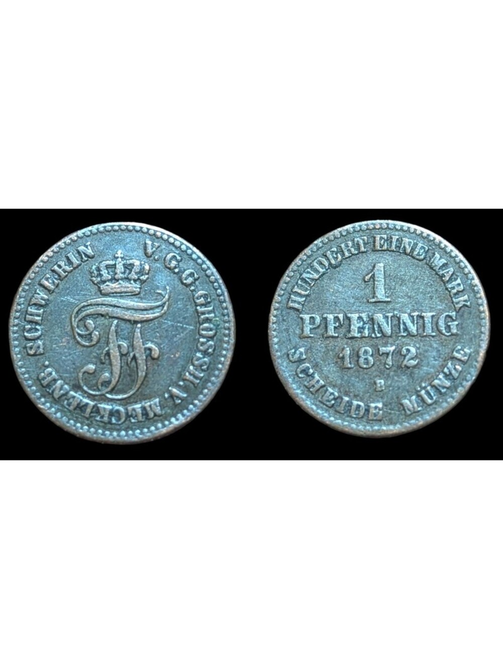 GERMANY Mecklenburg - Schwerin 2 Pfennig 1872B Friedrich Franz II